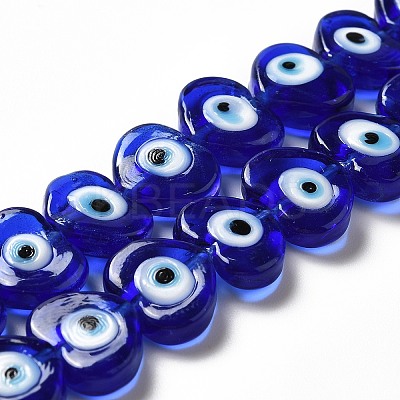 Handmade Evil Eye Lampwork Beads Strands X-LAMP-E023-07C-07-1