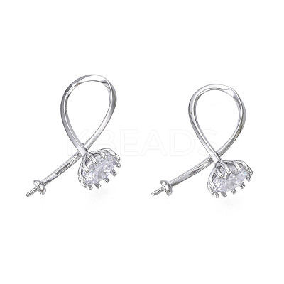 Brass Micro Pave Clear Cubic Zirconia Peg Bails Pendants KK-N216-353-1
