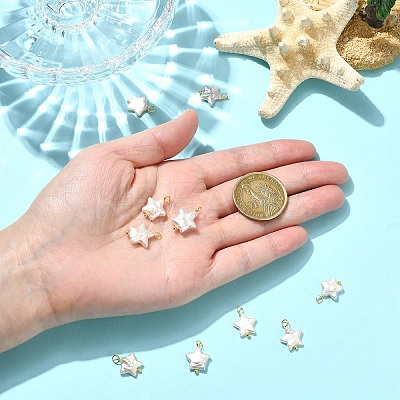 10Pcs Natural Nucleated Baroque Keshi Pearl Pendants PALLOY-YW00106-1
