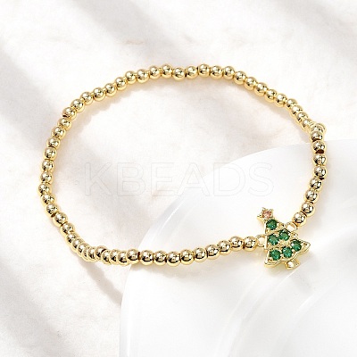 Christmas Brass Micro Pave Cubic Zirconia Link Bracelets LS-BJEW-K289-01B-G-1