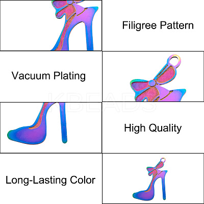 Ion Plating(IP) 304 Stainless Steel Stilettos Filigree Pendants STAS-R102-03-1