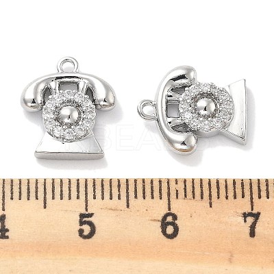 Rack Plating Brass Clear Cubic Zirconia Pendants KK-M102-14P-A-1