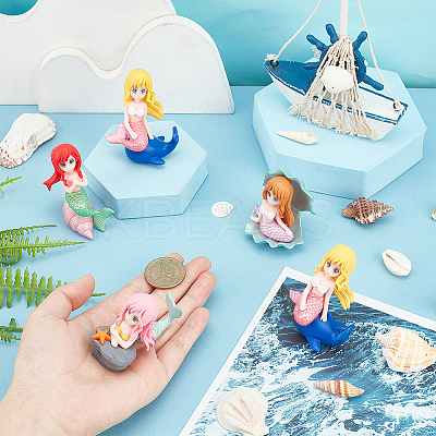 12Pcs 4 Styles Mermaid Resin Display Decorations DJEW-GA0001-45-1