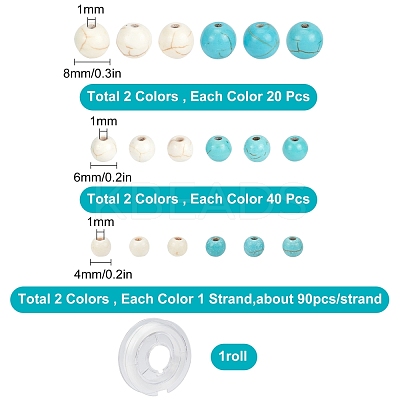 Synthetic Turquoise & Magnesite Round Beads TURQ-SC0001-04-1