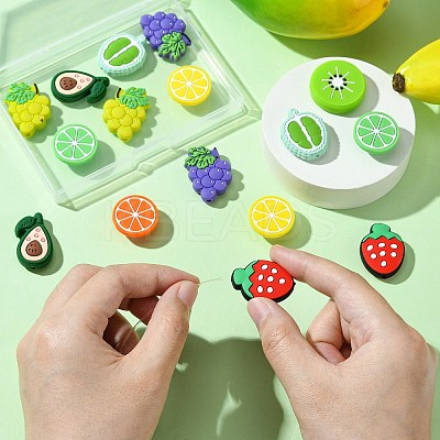 18Pcs 9 Styles Fruit Theme Food Grade Silicone Focal Beads SIL-CJ0002-18-1