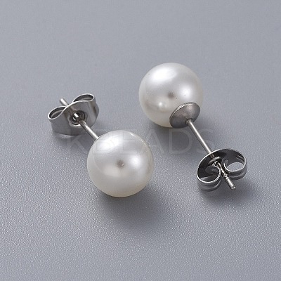 Plastic Imitation Pearl Stud Earrings LS-STAS-D0001-03-P-1