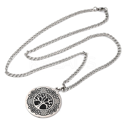 201 Stainless Steel Pendant Necklaces NJEW-C066-01P-1
