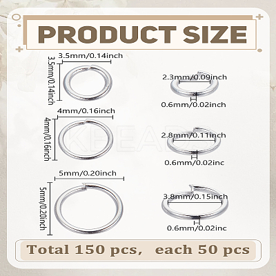 150Pcs 3 Styles 304 Stainless Steel Open Jump Rings STAS-LP0005-46B-1