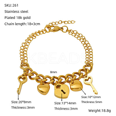 Valentine's Day 304 Stainless Steel Charm Bracelets FS-WGE53E0-09-1