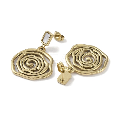 Flower 304 Stainless Steel Shell Stud Earrings EJEW-L283-041G-1