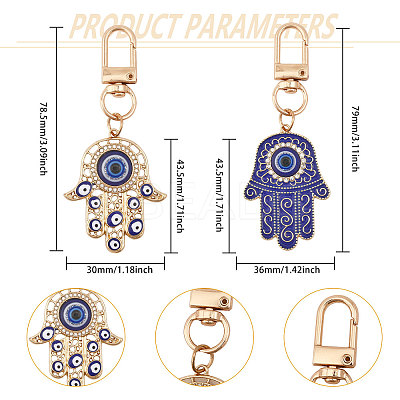 8Pcs 4 Style Alloy Enamel Turkish Evil Eye Pendant Decoration KEYC-GL0001-07-1