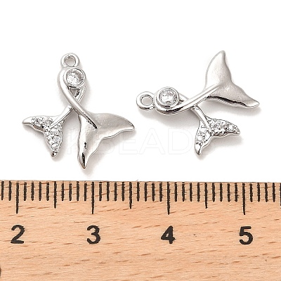 Brass Micro Pave Clear Cubic Zirconia Pendants KK-C054-16P-1