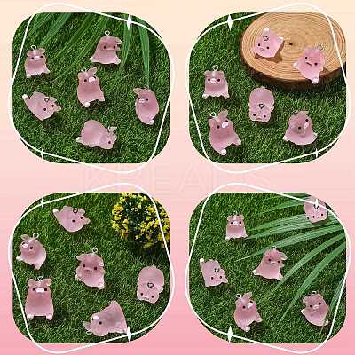 36Pcs 6 Styles Luminous Translucent Resin Pendants RESI-SZ0003-30-1