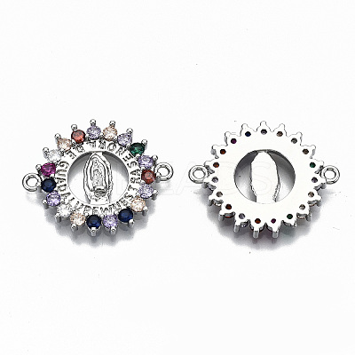 Brass Micro Pave Colorful Cubic Zirconia Links Connectors KK-S061-42P-NR-1