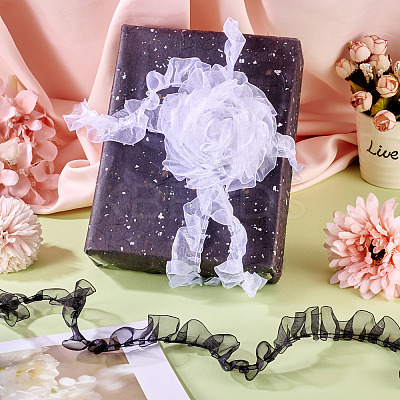 2Rolls 2 Colors Floral Polyester Lace Ribbon OCOR-TA0002-66-1