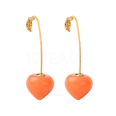 Fruit Brass Resin Stud Earrings EJEW-A140-03A-G-1