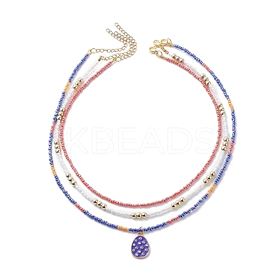 3Pcs 3 Style Glass Seed Imitation Pearl Beaded Necklaces Set NJEW-JN04013-1