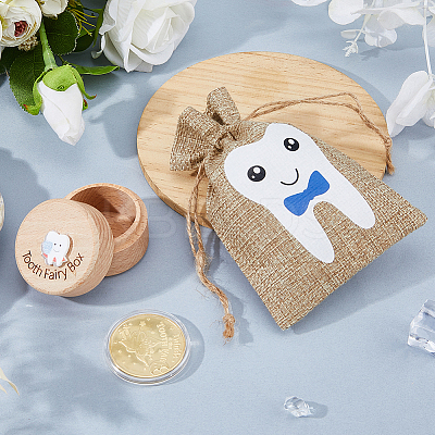 1Pc Wood Baby Boy Tooth Keepsake Cases with Lids CON-FH0001-61A-1