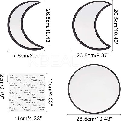 Acrylic Wooden Moon Phase Mirror DIY-WH0167-48B-1