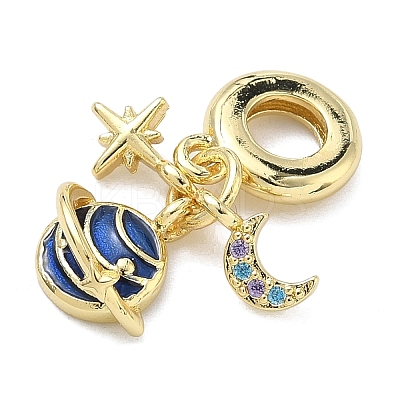 Brass Micro Pave Cubic Zirconia European Dangle Charms KK-A282-09G-1