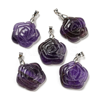 Natural Amethyst Carved Pendants G-I319-02P-A07-1