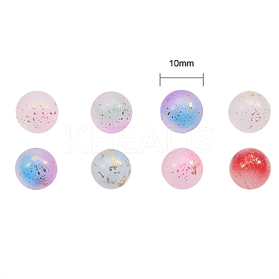 96Pcs 8 Colors Transparent Spray Painted Frosted Glass Beads GLAA-CJ0001-40-1