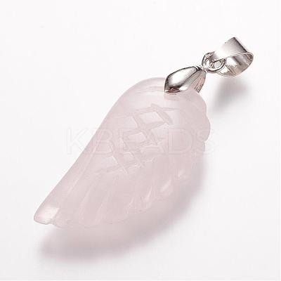 Natural Rose Quartz Pendants G-E339-02H-1