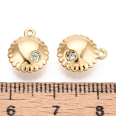 Brass Micro Pave Clear Cubic Zirconia Pendants KK-T078-13G-1