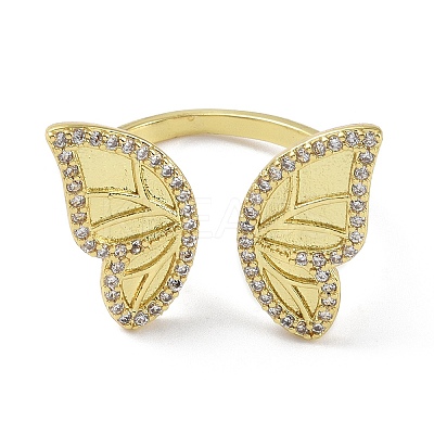 Brass with Cubic Zirconia ring RJEW-K264-01G-1