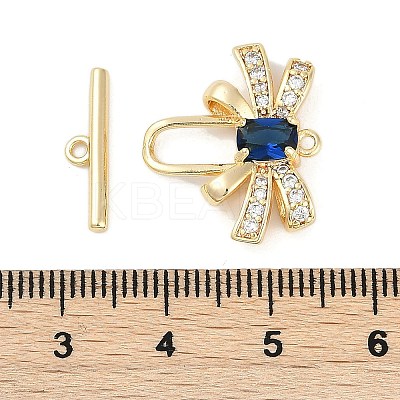 Brass Micro Pave Clear Cubic Zirconia Toggle Clasps KK-K391-20G-1