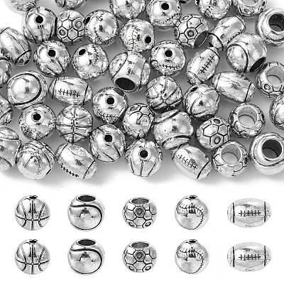 50Pcs 5 Styles Tibetan Style Alloy Beads FIND-CJ0003-62-1
