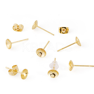 50Pcs Brass Earring Settings KK-TA0008-38B-1