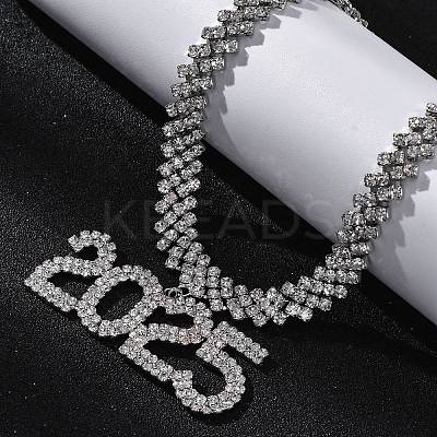 Brass Full Crystal Rhinestone 2025 Pendant Necklaces for Women LS-NJEW-Q005-01P-1