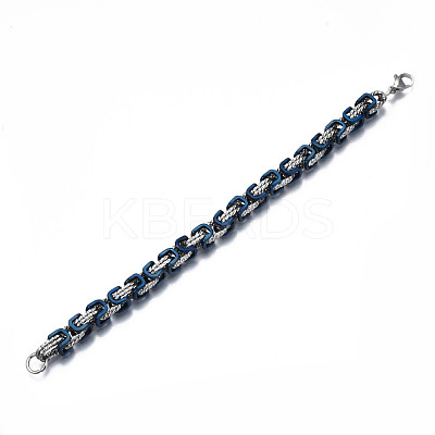 Ion Plating(IP) Two Tone 201 Stainless Steel Byzantine Chain Bracelets BJEW-S057-94A-1