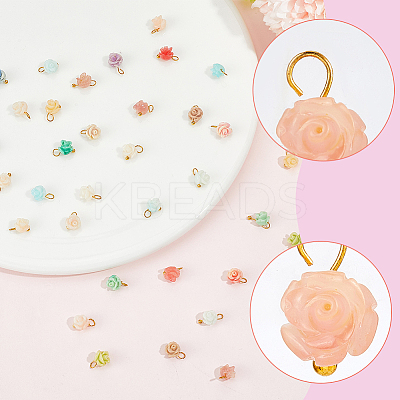 60Pcs Dyed Synthetic Coral Flower Charms PALLOY-BM00009-1