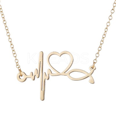 201 Stainless Steel Stethoscope Heartbeat Pendant Necklaces for Women WG4E3E7-01-1