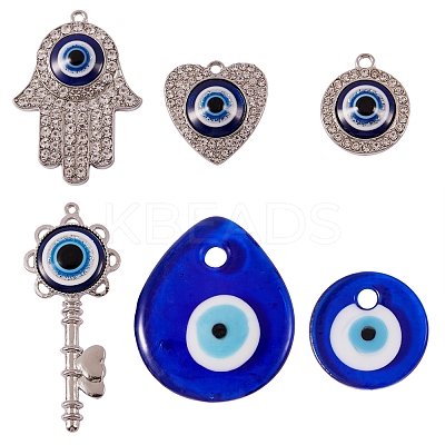 6Pcs 6 Style Evil Eye Pendants Kit for DIY Jewelry Making DIY-SZ0005-80A-1