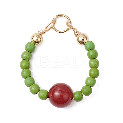 5Pcs 5 Colors Natural Carnelian(Dyd & Heated) and Dyed Synthetic Turquoise Pendants PALLOY-JF03191-1