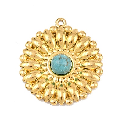 Bohemian Style 304 Stainless Steel with Synthetic Turquoise Pendants LS-STAS-G381-02G-05-1