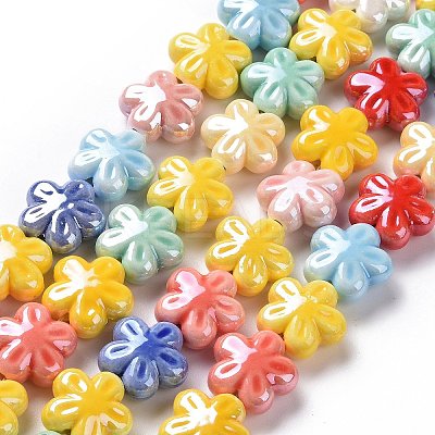 Glazed Porcelain Beads Strands X-PORC-M539-02-1