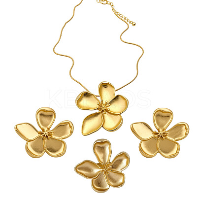 Alloy & Brass Pendant Necklace & Stud Earrings & Ring Sets for Women WG98584-01-1