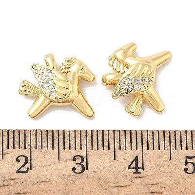 Brass Micro Pave Cubic Zirconia Charms KK-B166-07G-1