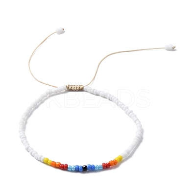Glass Seed Beaded Necklace & Braided Beaded Bracelet SJEW-JS01283-01-1