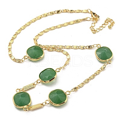 Faceted Square Glass Beaded Bib Neckalces NJEW-R263-12G-1