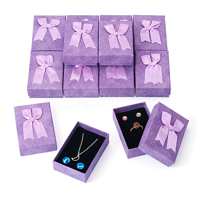 Rectangle Paper Jewelry Set Storage Gift Boxes with Bowknot CON-TAC0014-12B-1