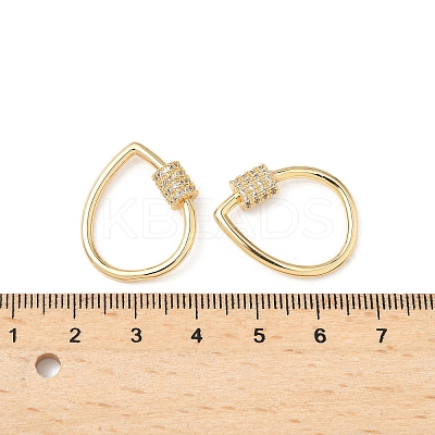 Brass Micro Pave Clear Cubic Zirconia Screw Carabiner Lock Charms KK-Z118-06G-04-1