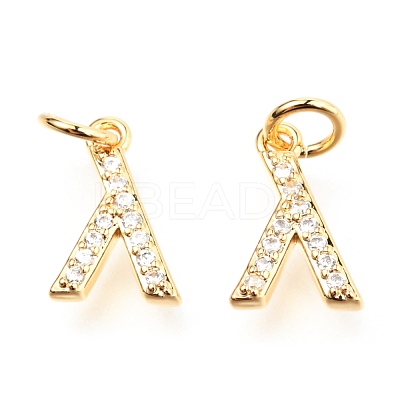 Brass Micro Pave Cubic Zirconia Charms ZIRC-O037-01G-1