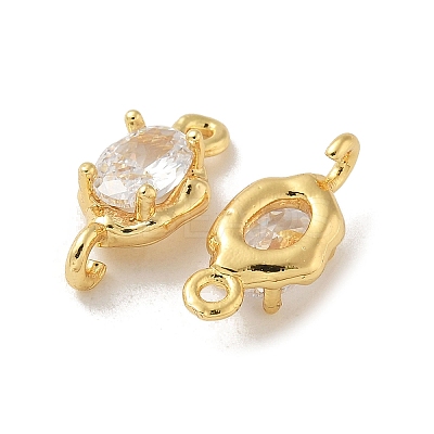 Brass Clear Cubic Zirconia Connector Charms KK-R210-15G-1