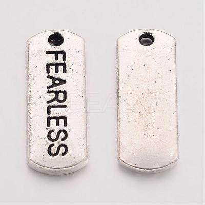 Tibetan Style Alloy Rectangle with Word Fearless Pendants X-TIBEP-Q043-064-RS-1