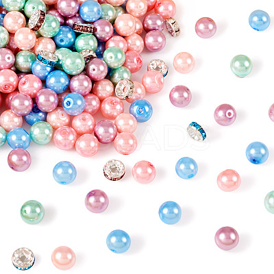 Glass Pearl & Glass Rhinestone Spacer Beads Making Findings Kits DIY-TA0010-41-1
